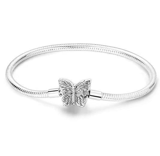 Pulseira Flexível Borboleta - Prata 925